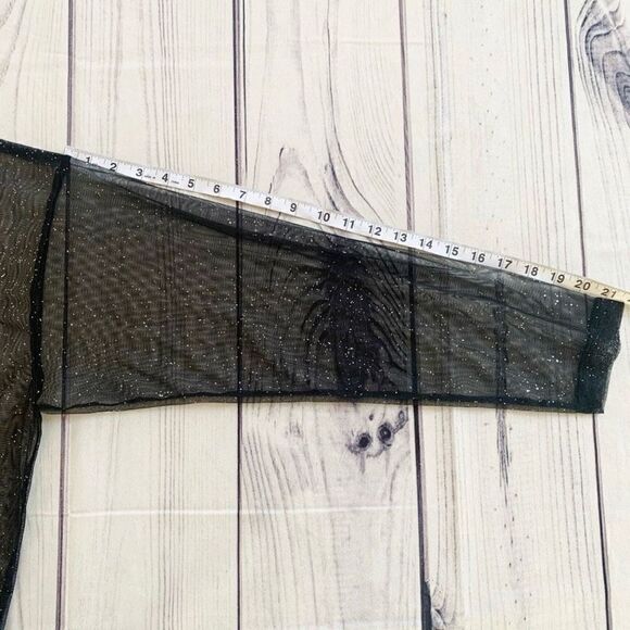 ASOS Sheer Sparkly Long Sleeve See Through Paris Top Size Small Oversized Disco - Picture 8 of 9